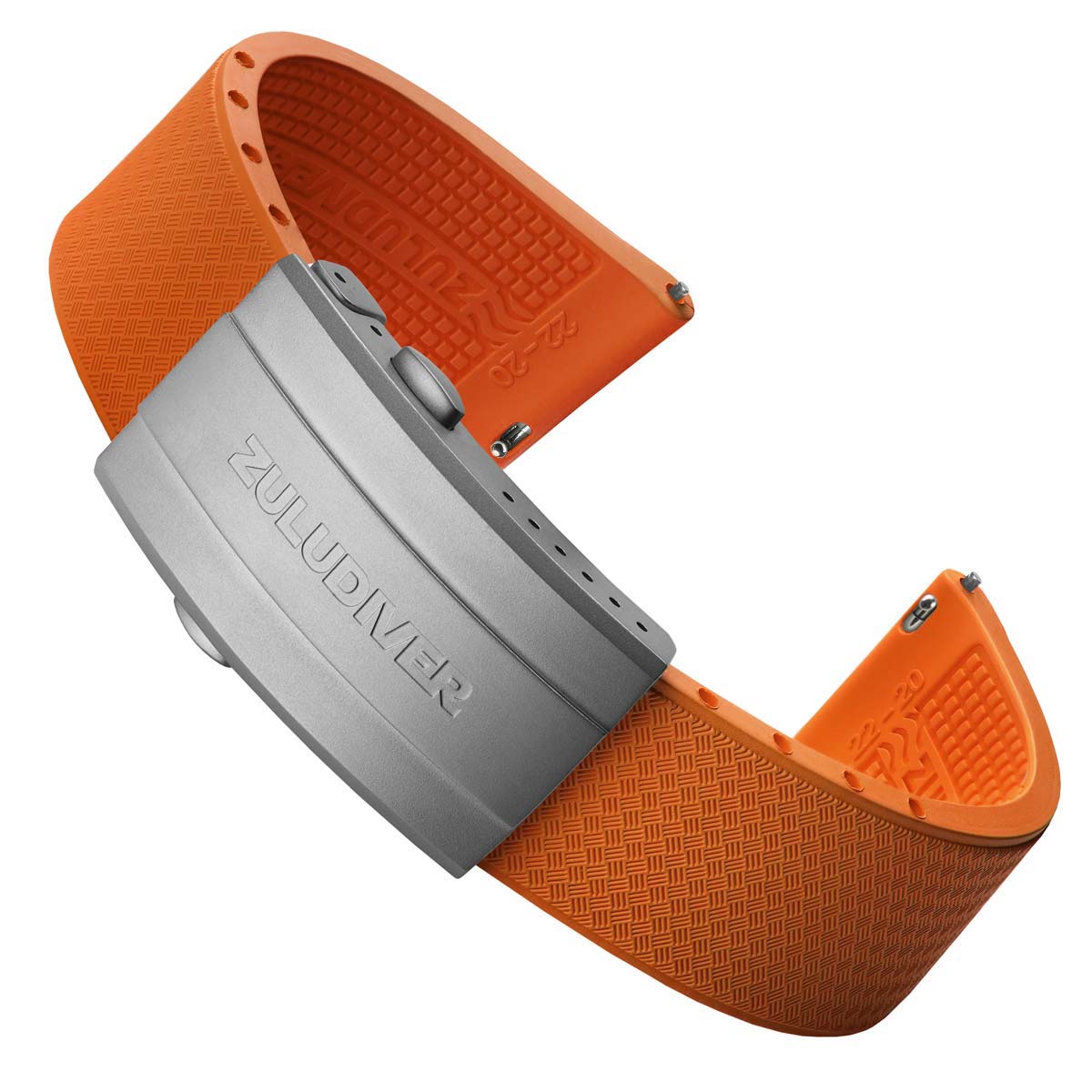 Tsunami MK2 Rubber Deployant Watch Strap - Sunset Orange - ZULUDIVER