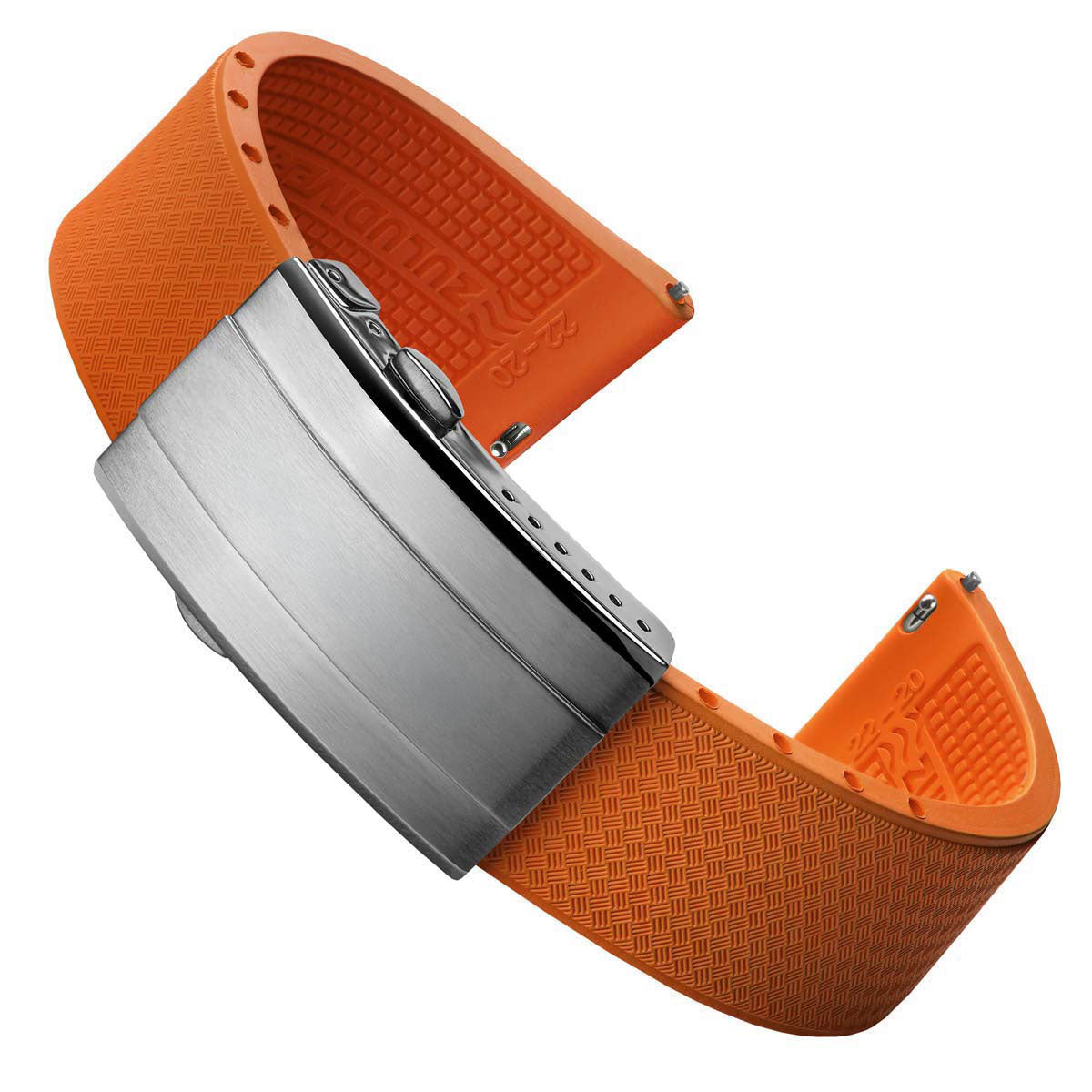 Tsunami MK2 Rubber Deployant Watch Strap - Sunset Orange - ZULUDIVER