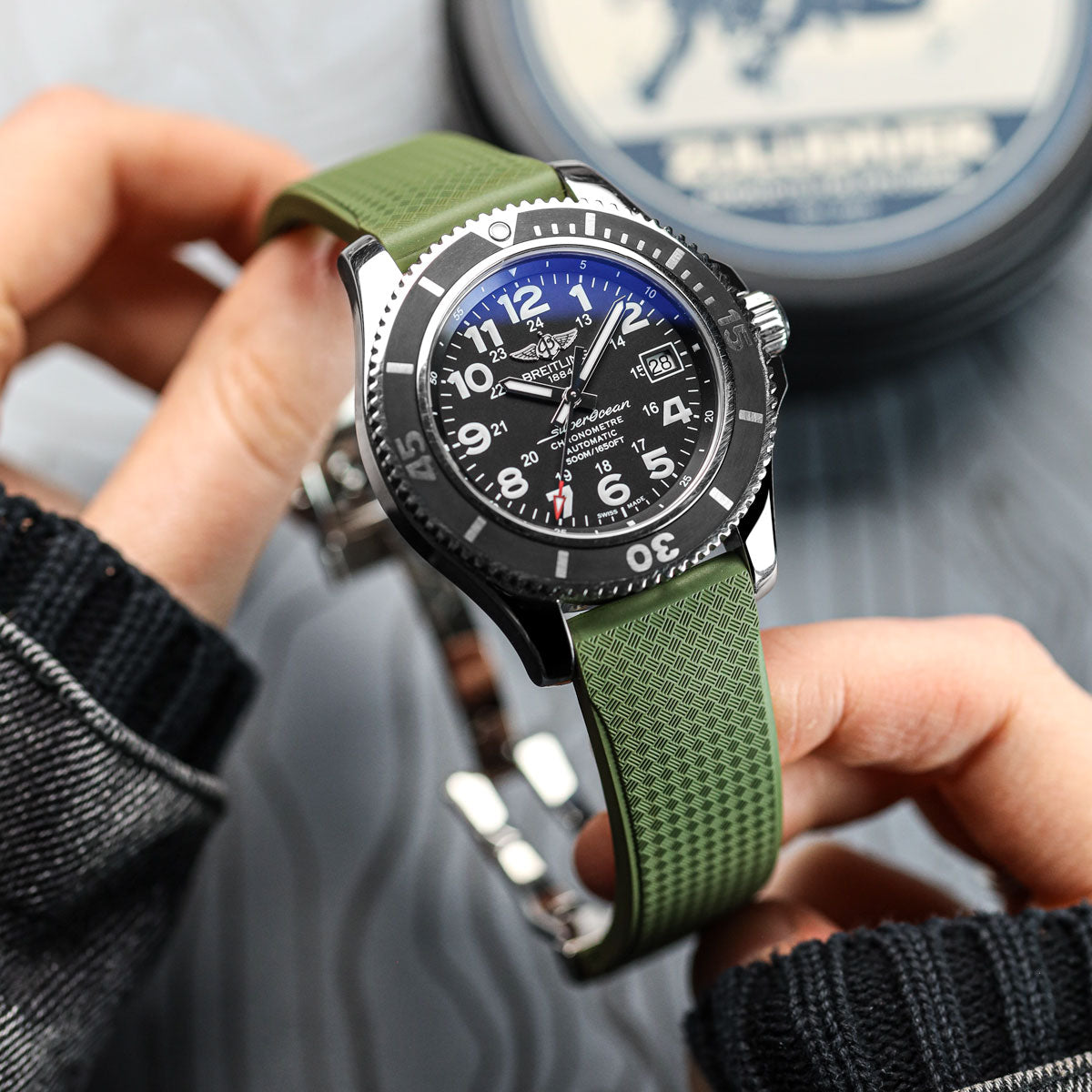 Tsunami MK2 Rubber Deployant Watch Strap - Lagoon Green