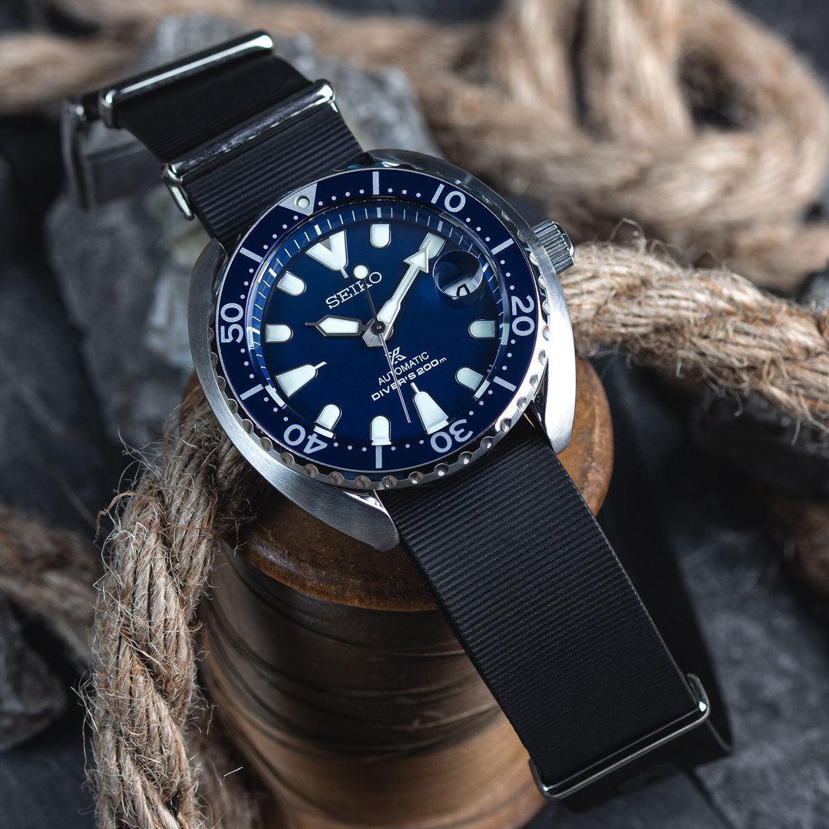 1973 British Military Watch Strap: 328 MARINE - Tactical Black