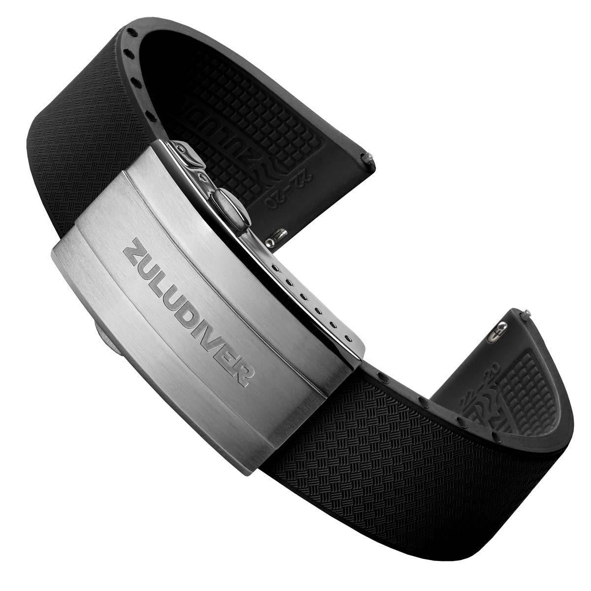 Tsunami MK2 Rubber Deployant Watch Strap - Abyss Black - ZULUDIVER