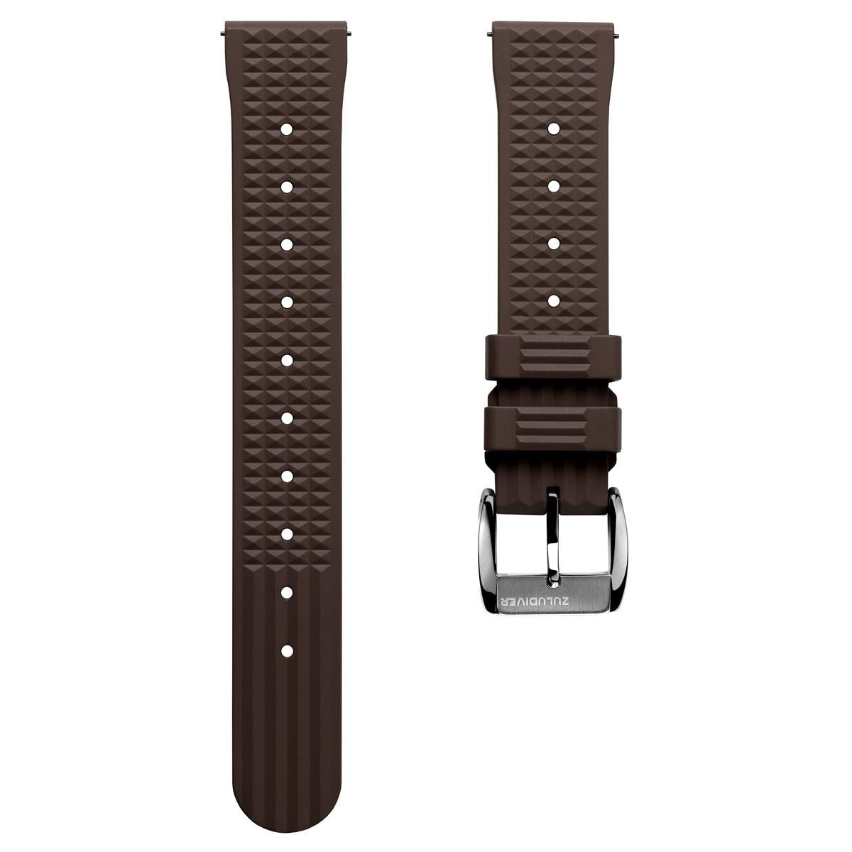 Seacroft Waffle FKM Rubber Dive Watch Strap - Coffee Brown