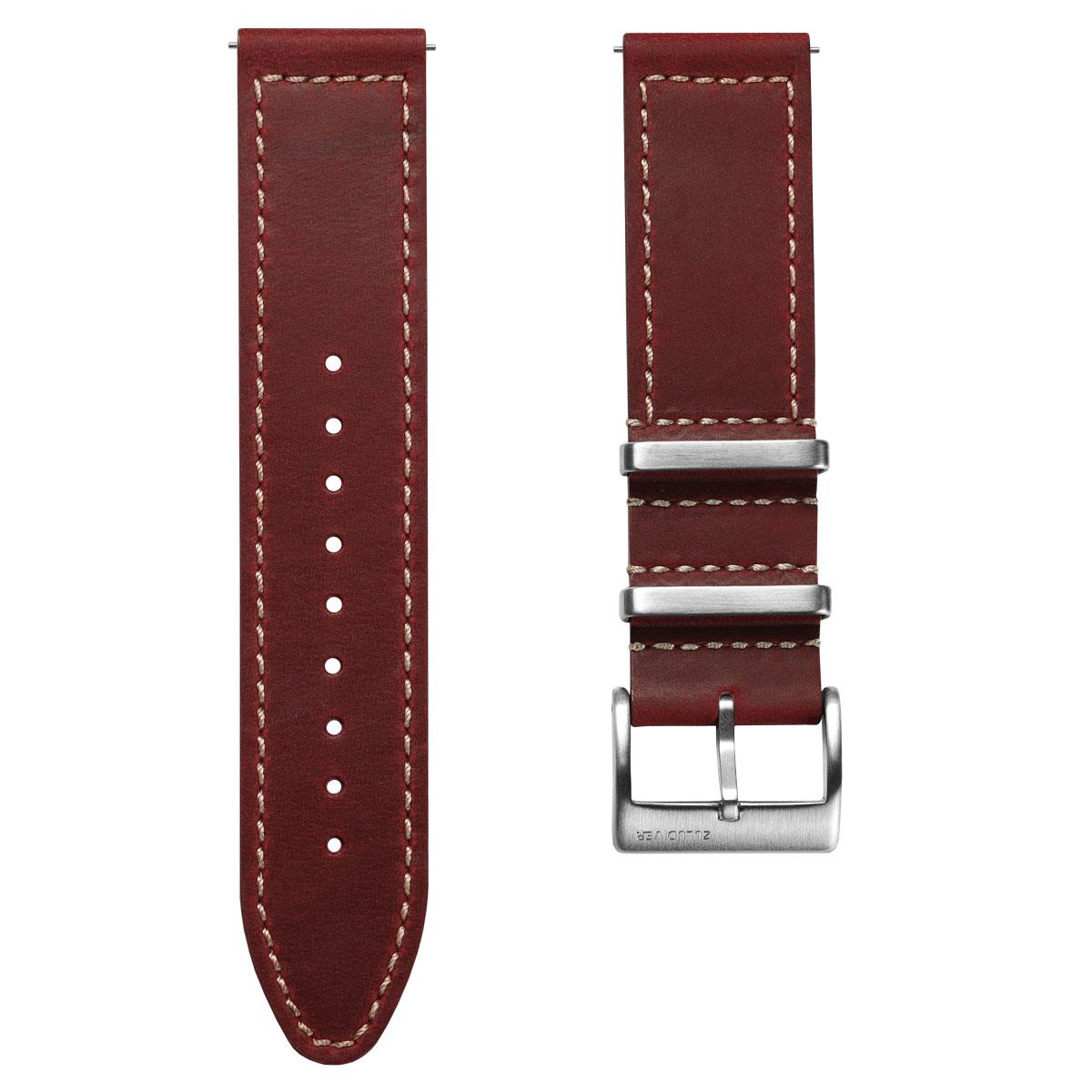 Oxford Ranger Military Leather Watch Strap - Vintage Red - ZULUDIVER