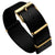 Premium Black NATO watch straps, seat belt nylon material, with IP PVD Gold hardware, white background image