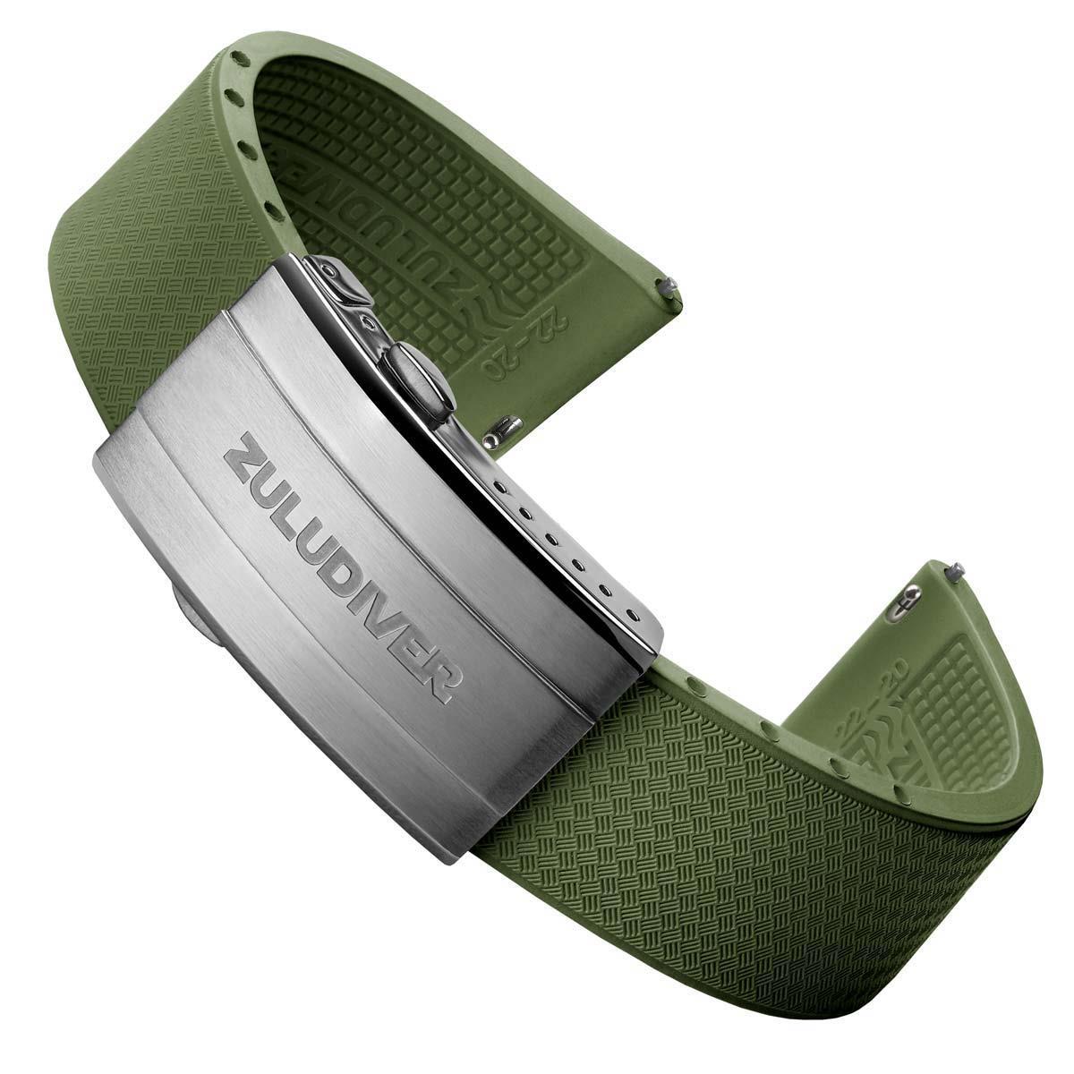 Tsunami MK2 Rubber Deployant Watch Strap - Lagoon Green - ZULUDIVER