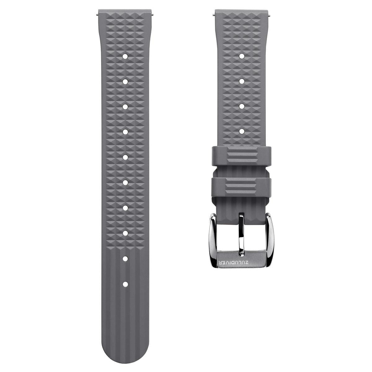 Seacroft Waffle FKM Rubber Dive Watch Strap - Cloud Grey