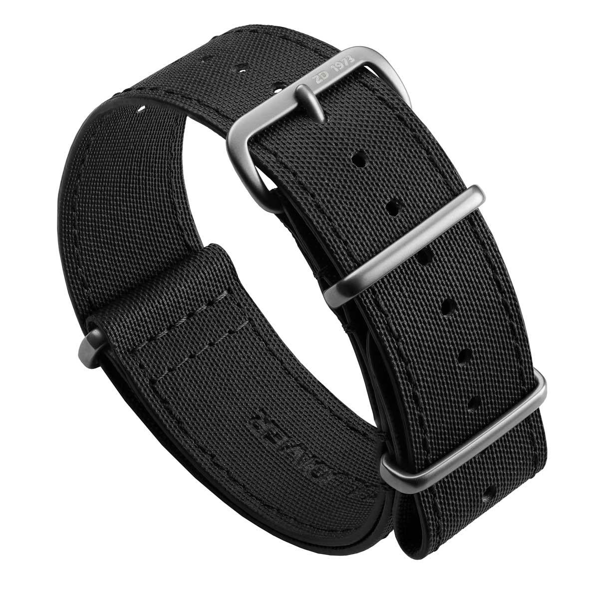 1973 British Military Cyclone Sailcloth Watch Strap - Pirate Black