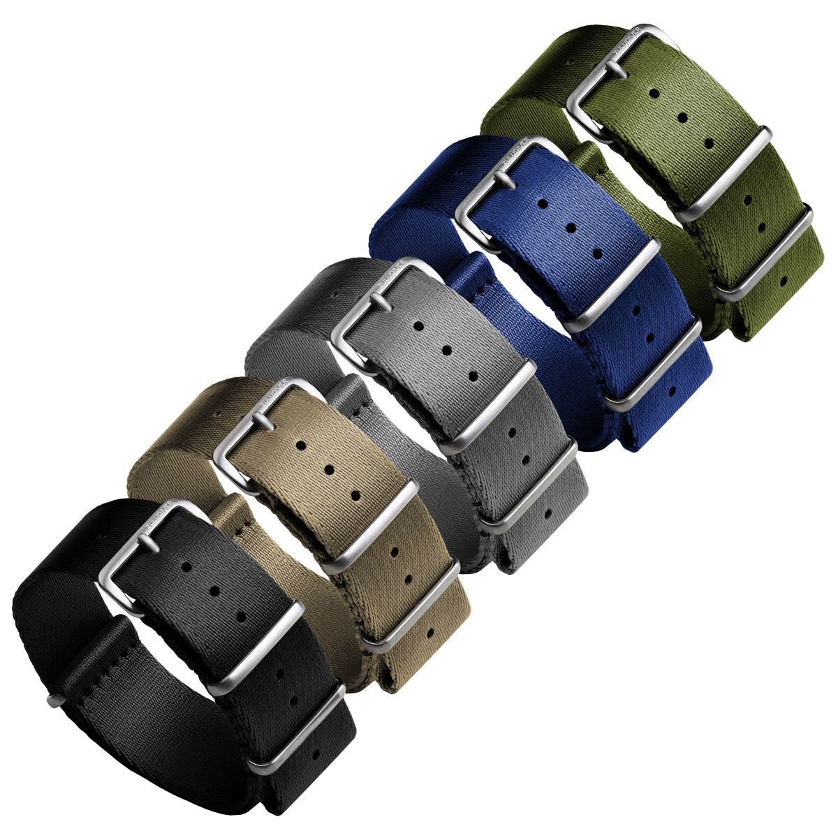 Omega style NATO Watch Straps, Black, Desert Sand, Grey, Blue, Green, white backgroung image
