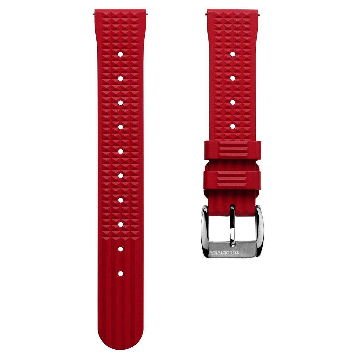 Seacroft Waffle FKM Rubber Dive Watch Strap - Crimson Red