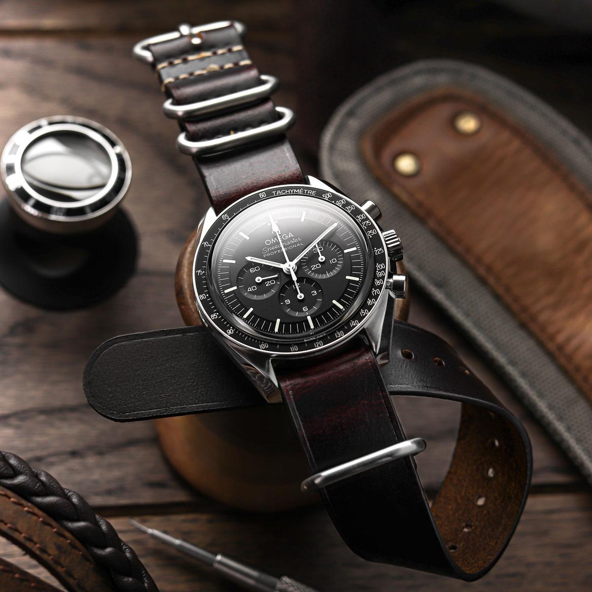 1973 British Military Watch Strap: OXFORD Large Buckle - Conker