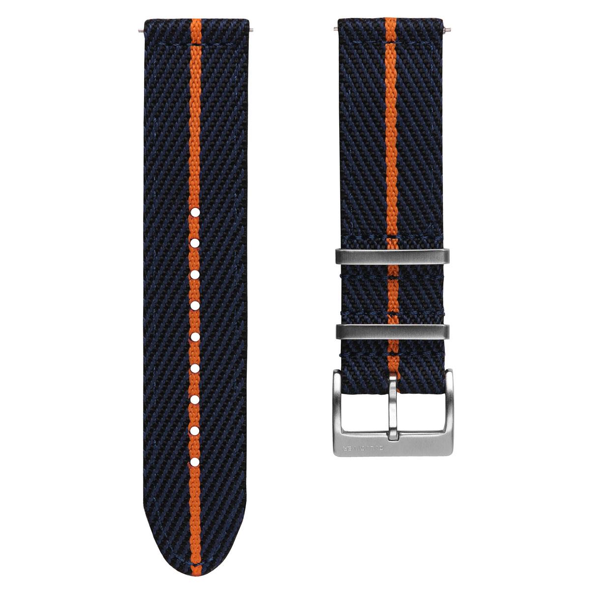 ZULUDIVER Seasalter Military Nylon Watch Strap - Blue/Orange