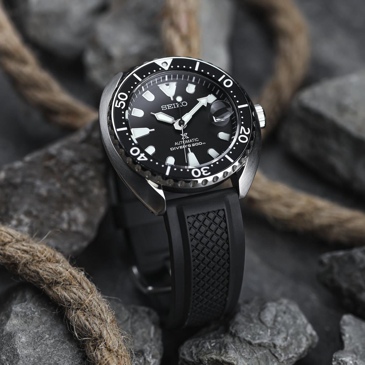 ZULUDIVER Hartland Black FKM Rubber Watch Strap