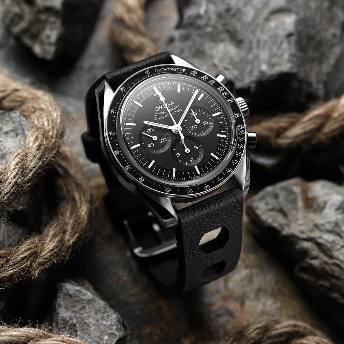 ZULUDIVER Modern Tropical Watch Strap (MkII) - Black - Silver Hardware