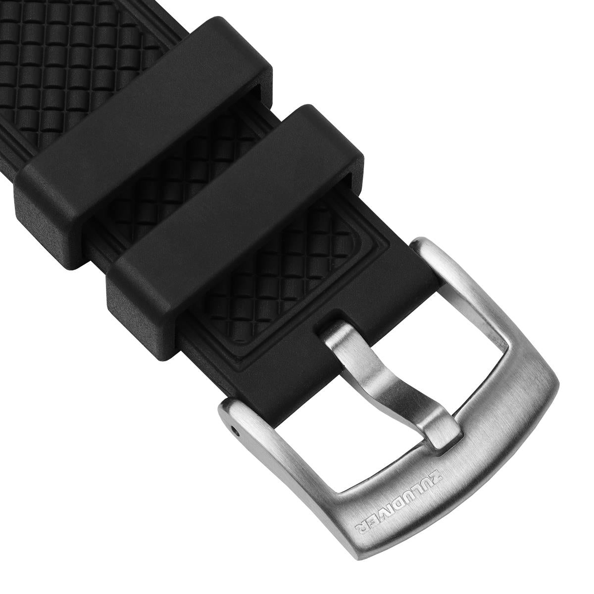 watch strap buckle image fitted to a FKM rubber watch strap