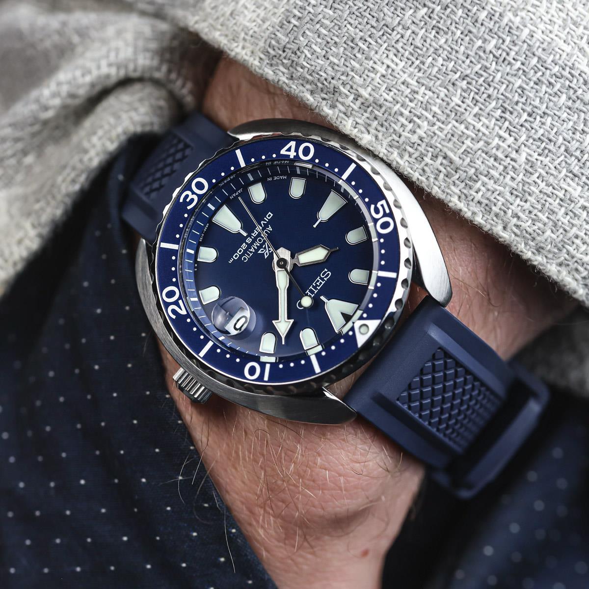 køkken håndtering blur ZULUDIVER Hartland FKM Rubber Watch Strap - Blue