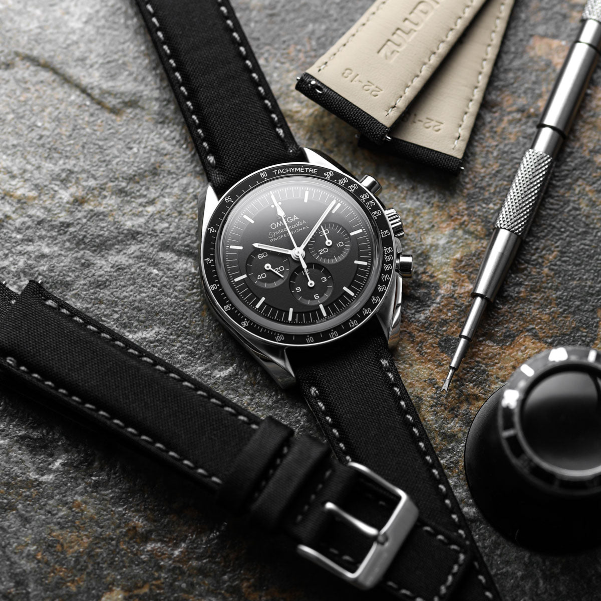 STRAP TAMBOUR RUBBER BLACK L/L - Les Extraordinaires - Watchmaking