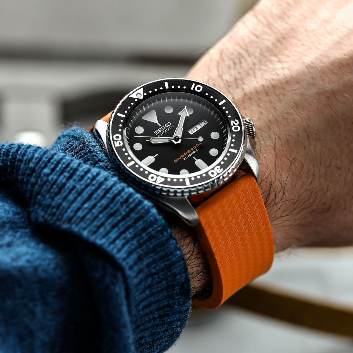 ZULUDIVER 400 (MK II) Italian Rubber Watch Strap - Orange