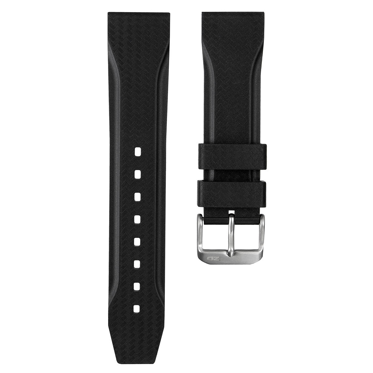 324 Carbon Fibre Pattern Rubber Watch Strap 22mm