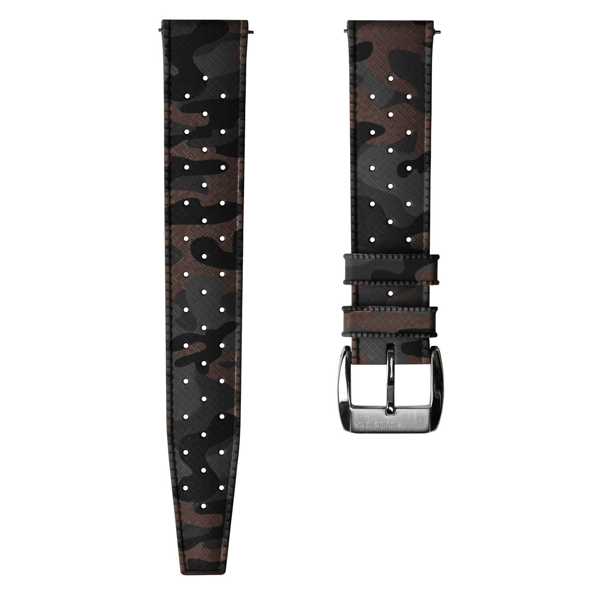 ZULUDIVER Tropical Style Camo Rubber Watch Strap - Brown