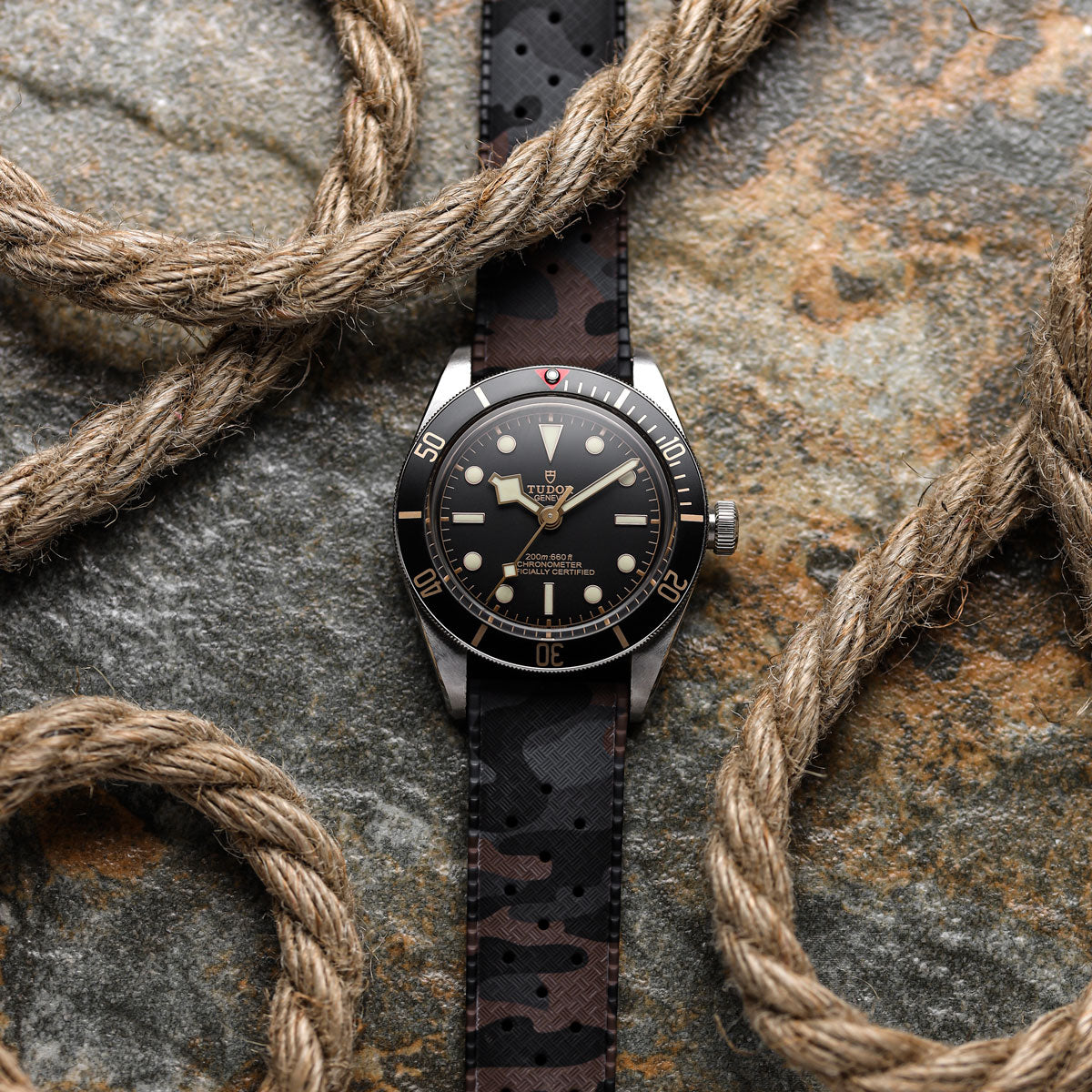 ZULUDIVER Tropical Style Camo Rubber Watch Strap - Brown