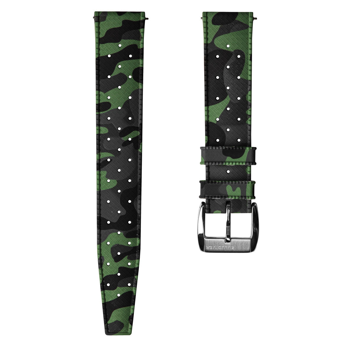 ZULUDIVER Tropical Style Camo Rubber Watch Strap - Green