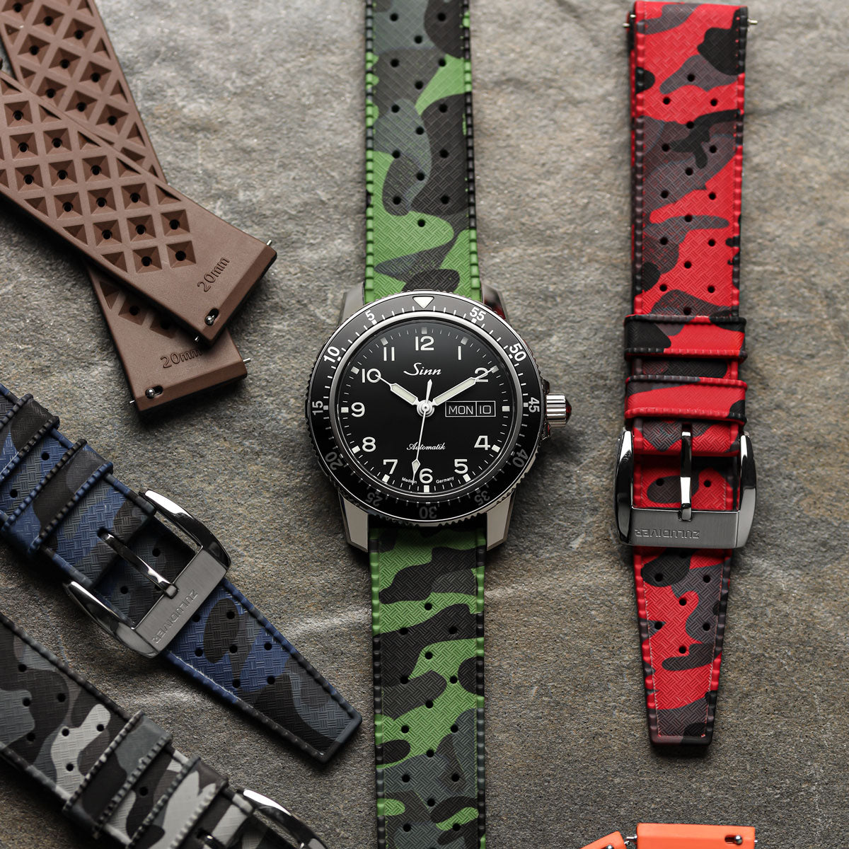 Tropical Style Camo Rubber Watch Strap - Green