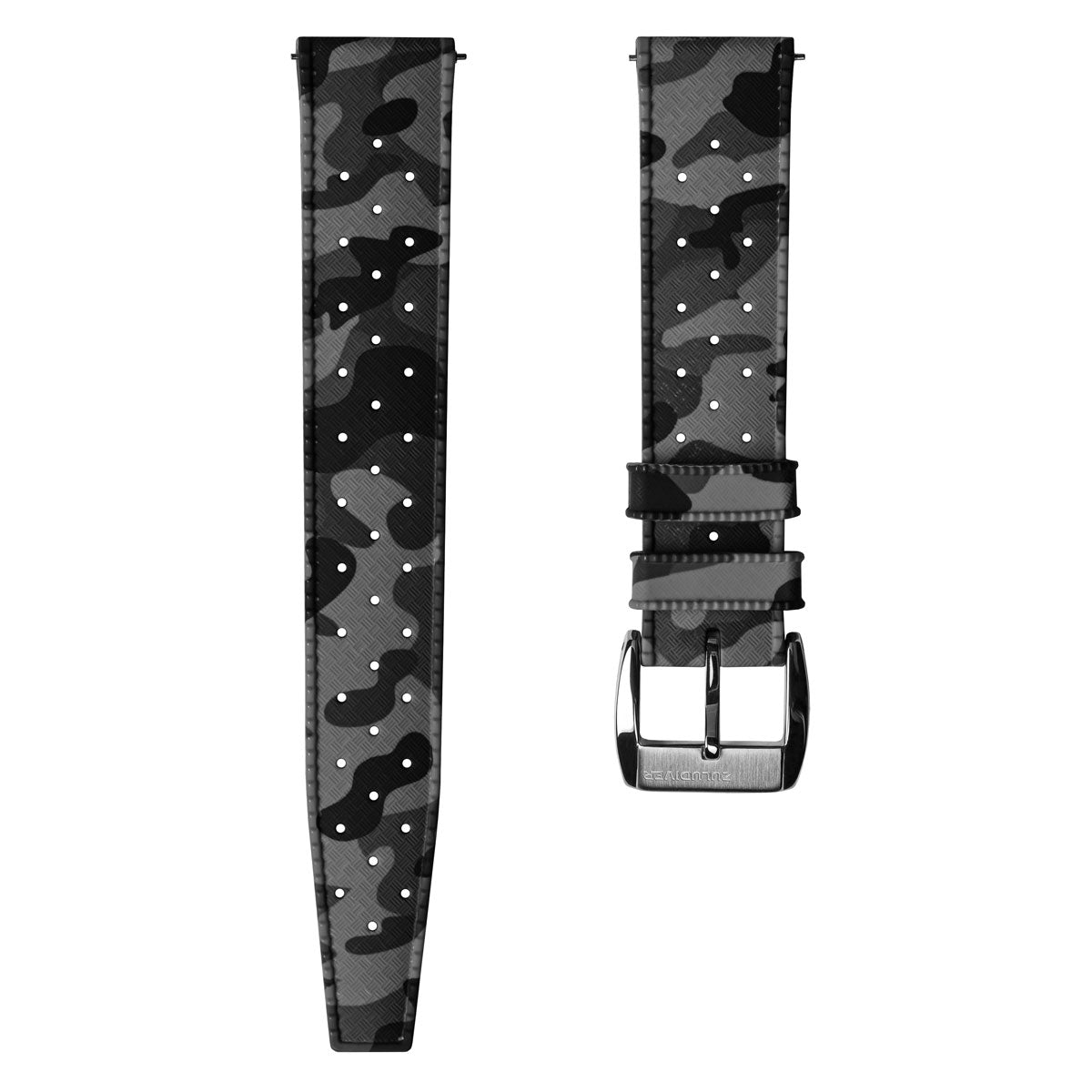 Tropical Style Camo Rubber Watch Strap - Grey