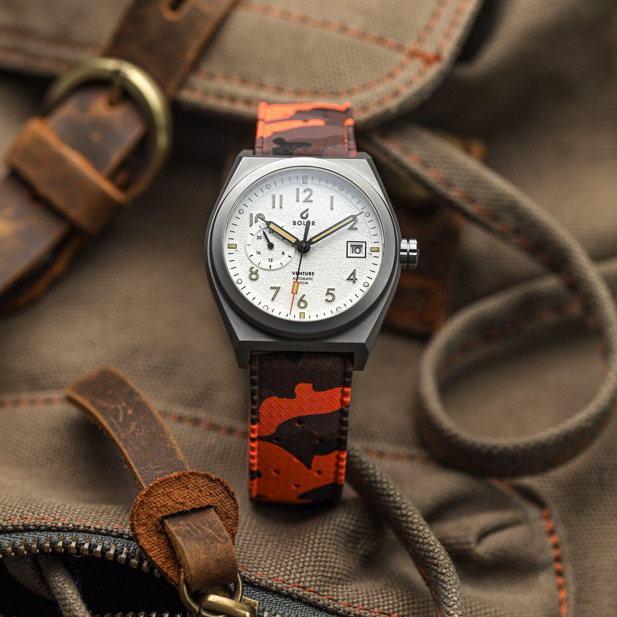 Tropical Style Camo Rubber Watch Strap - Orange