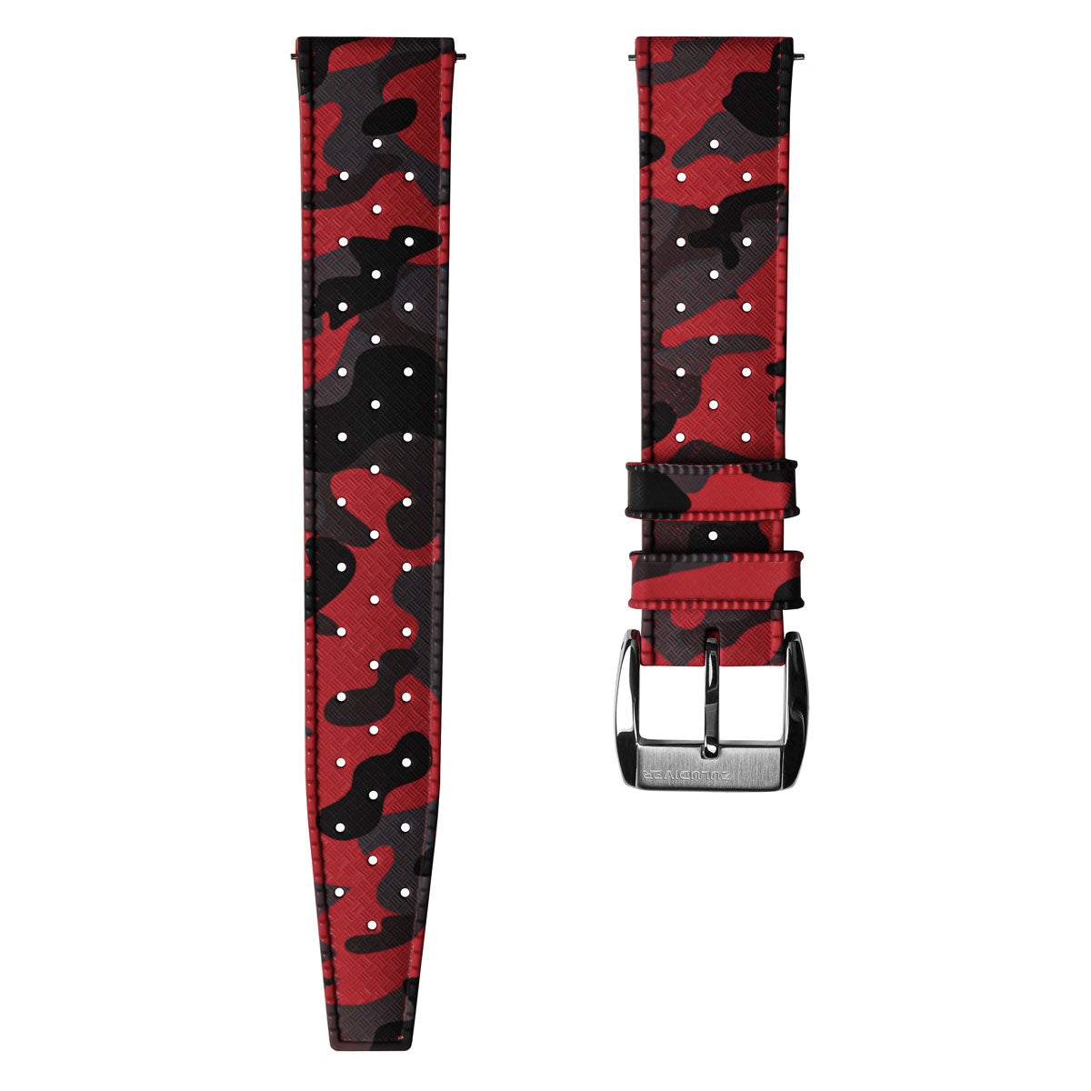 ZULUDIVER Tropical Style Camo Rubber Watch Strap - Red