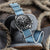 ZULUDIVER Iridescent Linen Weave Military Nylon Watch Strap - Blue/Grey