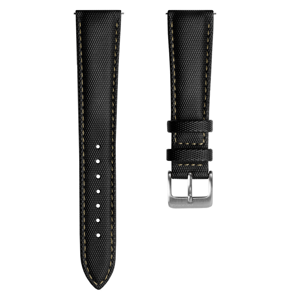 Mayday Sailcloth Padded Divers Watch Strap - Grey Stitching - ZULUDIVER