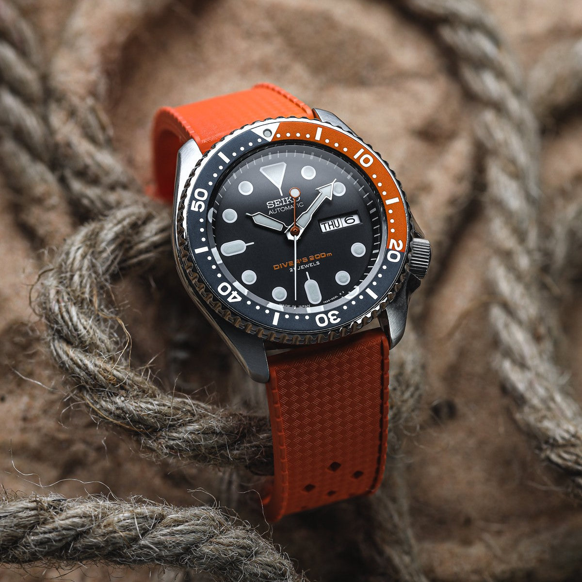 AquaWave Rubber Watch Strap (MKII) - Sunset Orange