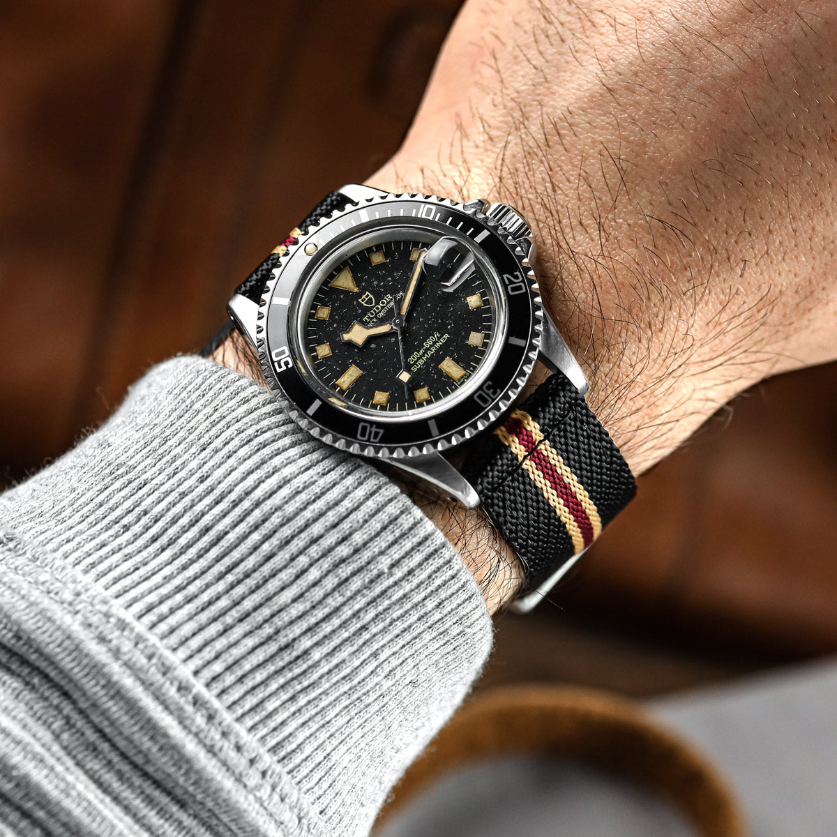 ZULUDIVER Seasalter Military Nylon Watch Strap - Black/Brown/Red