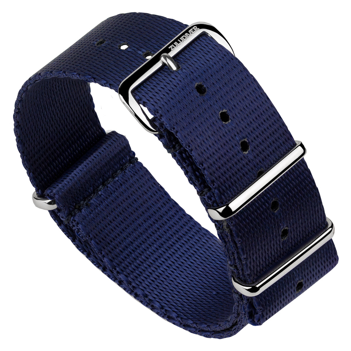 ZULUDIVER Iridescent Linen Weave Military Nylon Watch Strap - Navy Blue