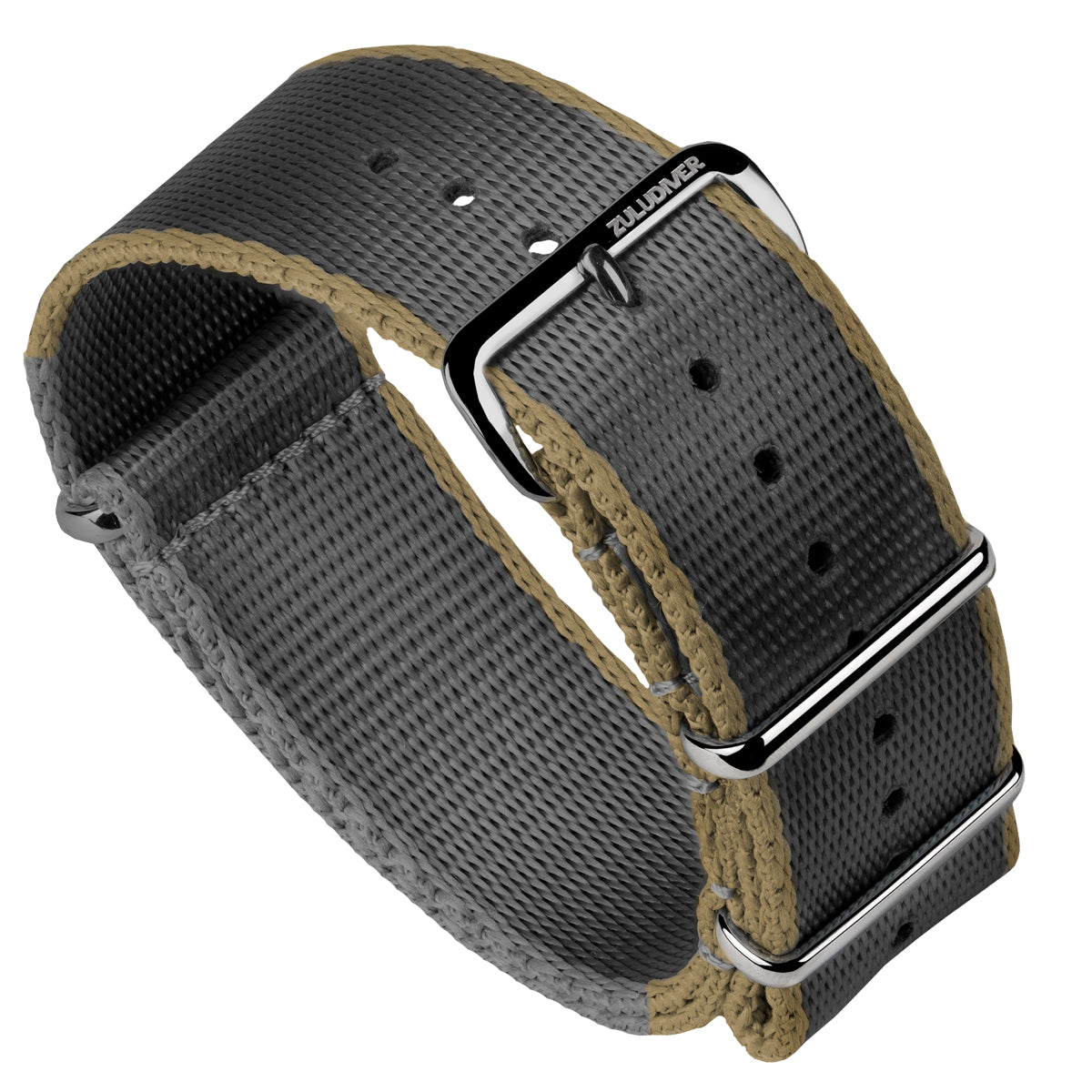 ZULUDIVER Iridescent Linen Weave Military Nylon Watch Strap - Grey/Sand