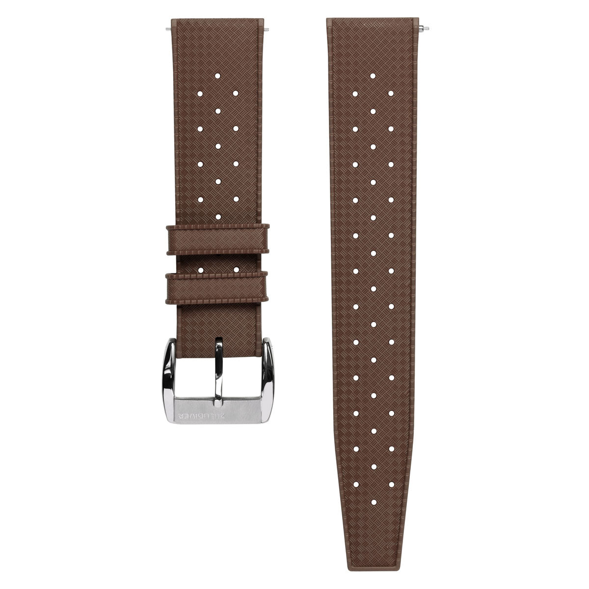 Vintage Tropical Style FKM Rubber Watch Strap - Brown