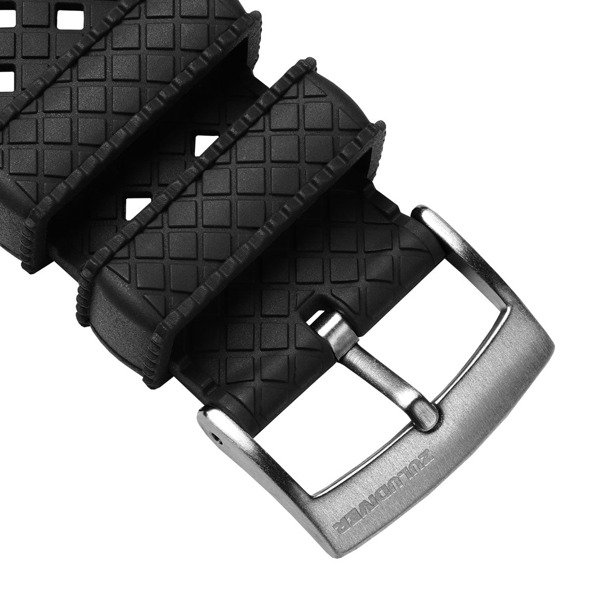 Black FKM Rubber watch straps buckle