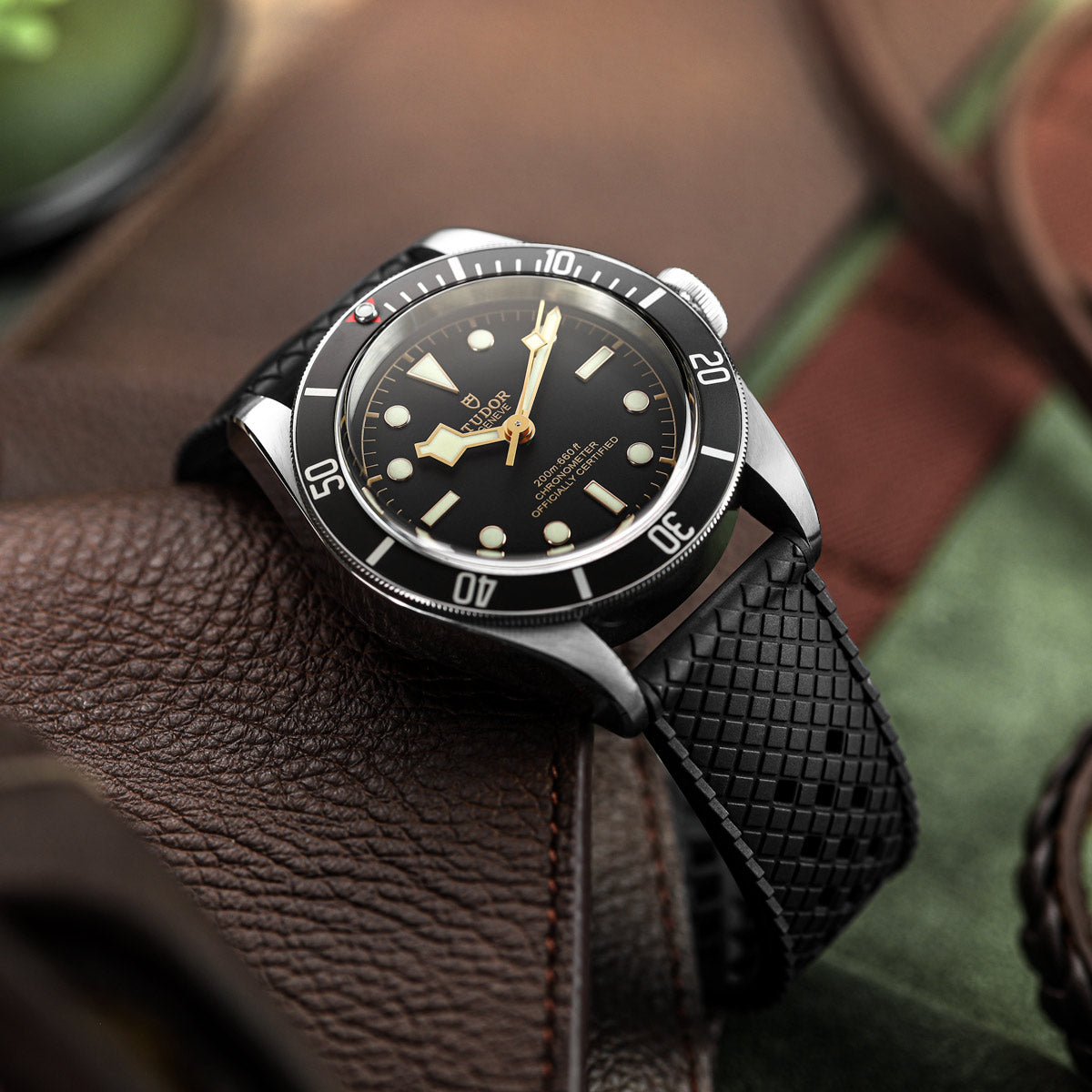 Tudor watch fitted with ZULUDIVER Tropic Watch Strap