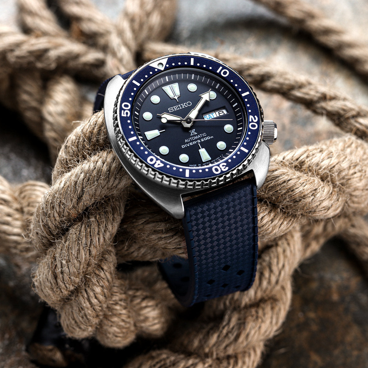 ZULUDIVER Modern Tropical Watch Strap (MkII) - Navy - Silver Hardware
