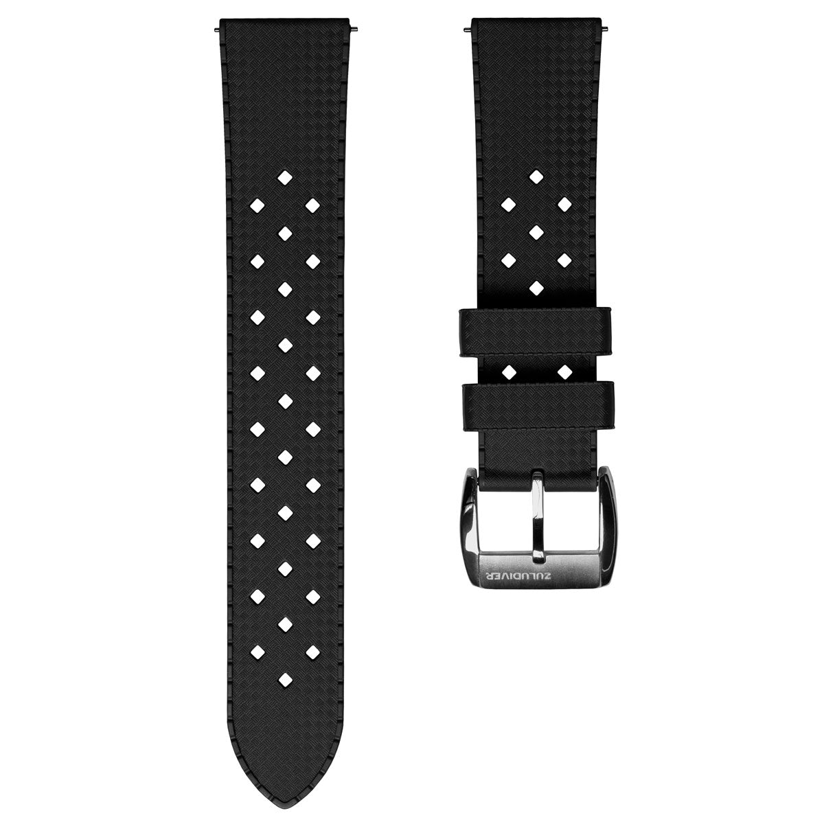 ZULUDIVER Modern Tropical Watch Strap (MkII) - Black - Silver Hardware