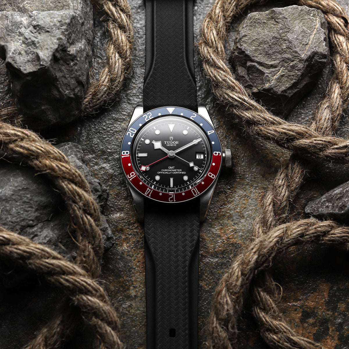 324 Carbon Fibre Pattern Rubber Watch Strap 22mm