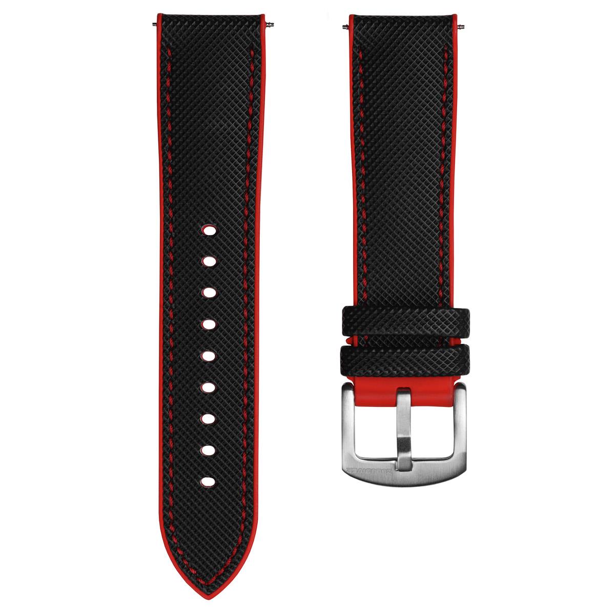 ANVIL FKM Rubber Watch Strap - Black / Red