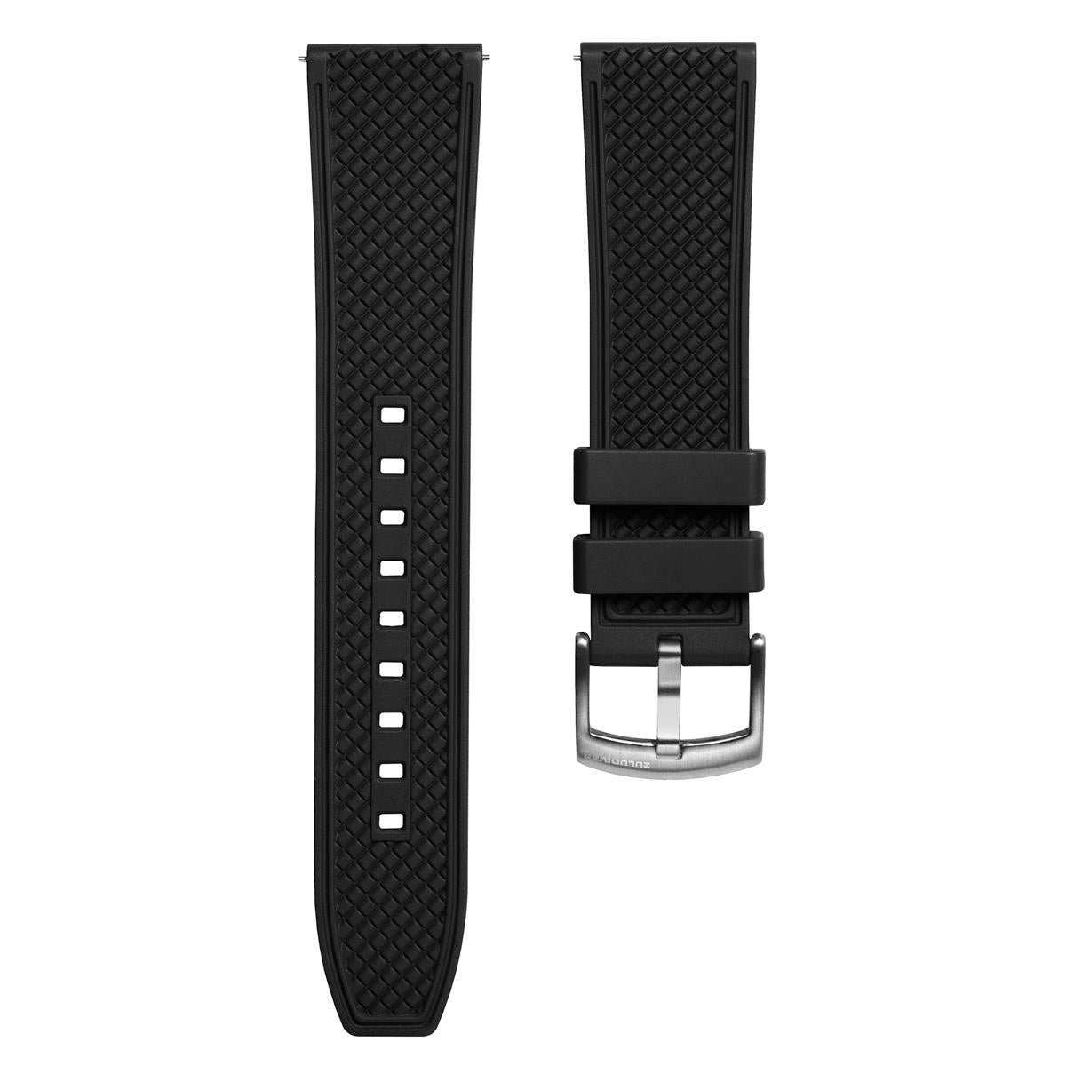 Black FKM rubber replacment watch strap