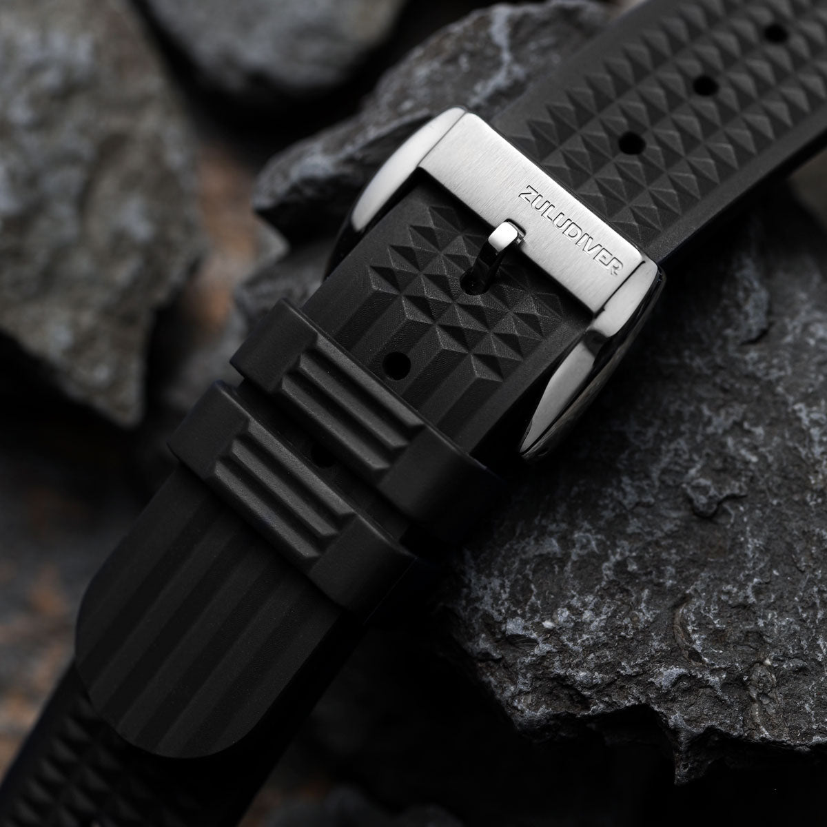 Seacroft Waffle FKM Rubber Dive Watch Strap - Black